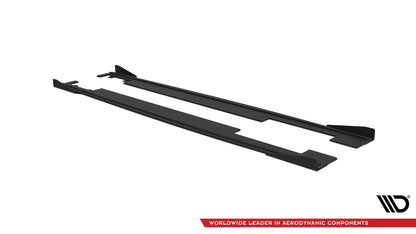 Maxton Street Pro Seitenschweller Ansatz für + Flaps Audi A7 S-Line C7 schwarz Hochglanz