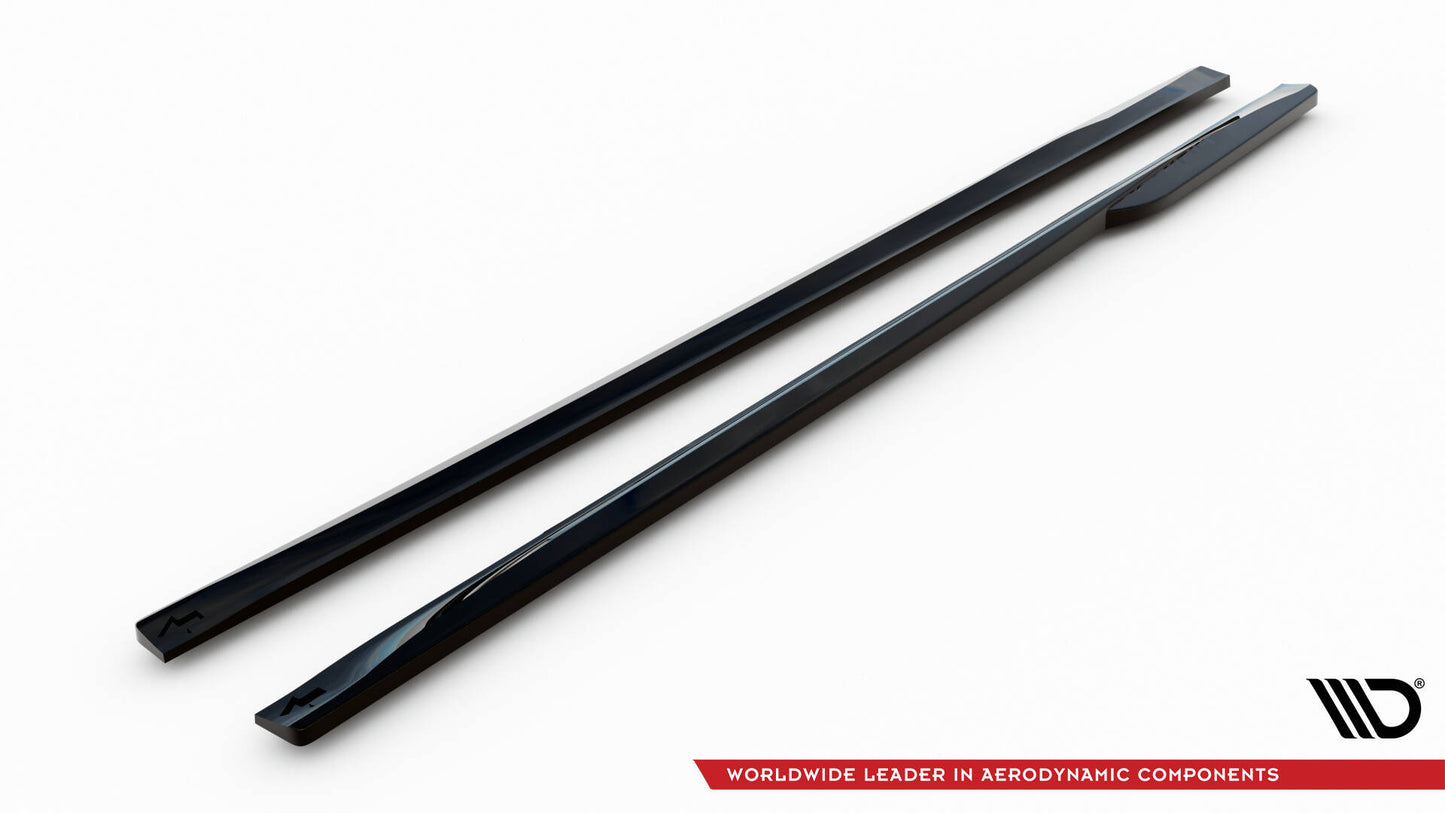 Maxton Seitenschweller Ansatz für Audi S5 Coupe / A5 S-Line Coupe F5 Facelift schwarz Hochglanz