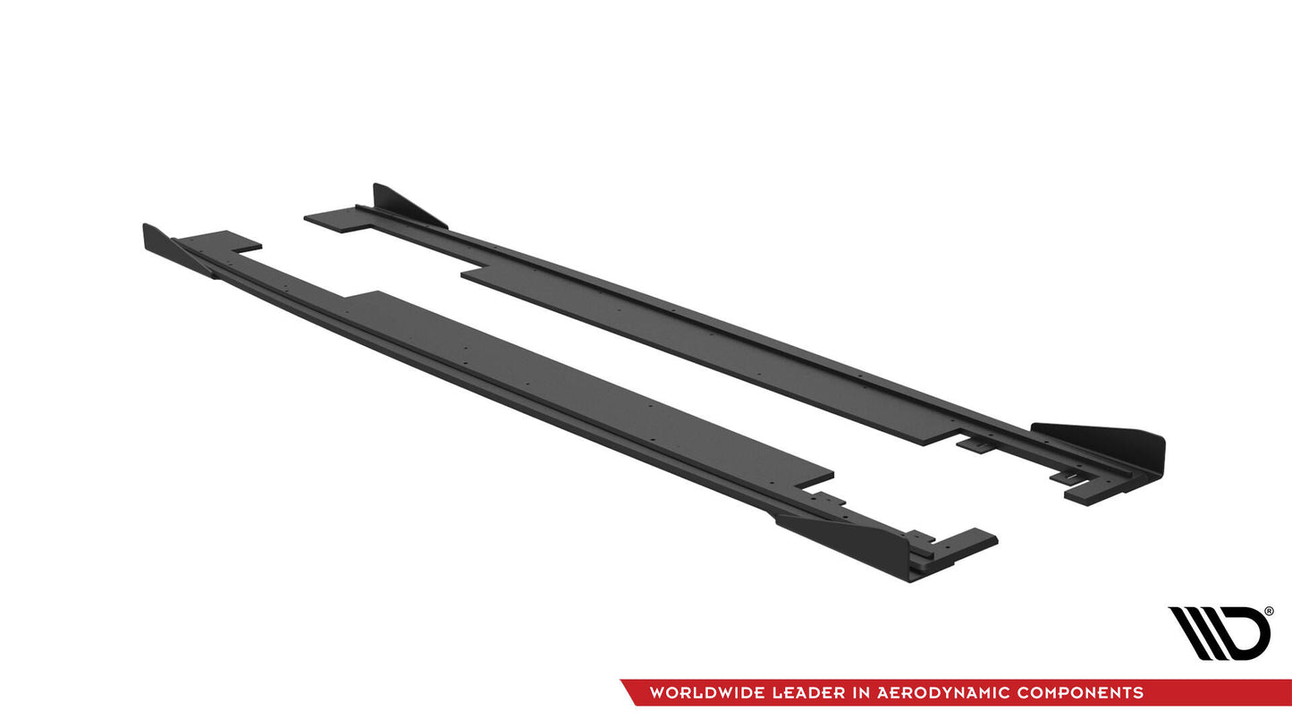 Maxton Street Pro Seitenschweller Ansatz für + Flaps Audi A7 S-Line C7 schwarz Hochglanz