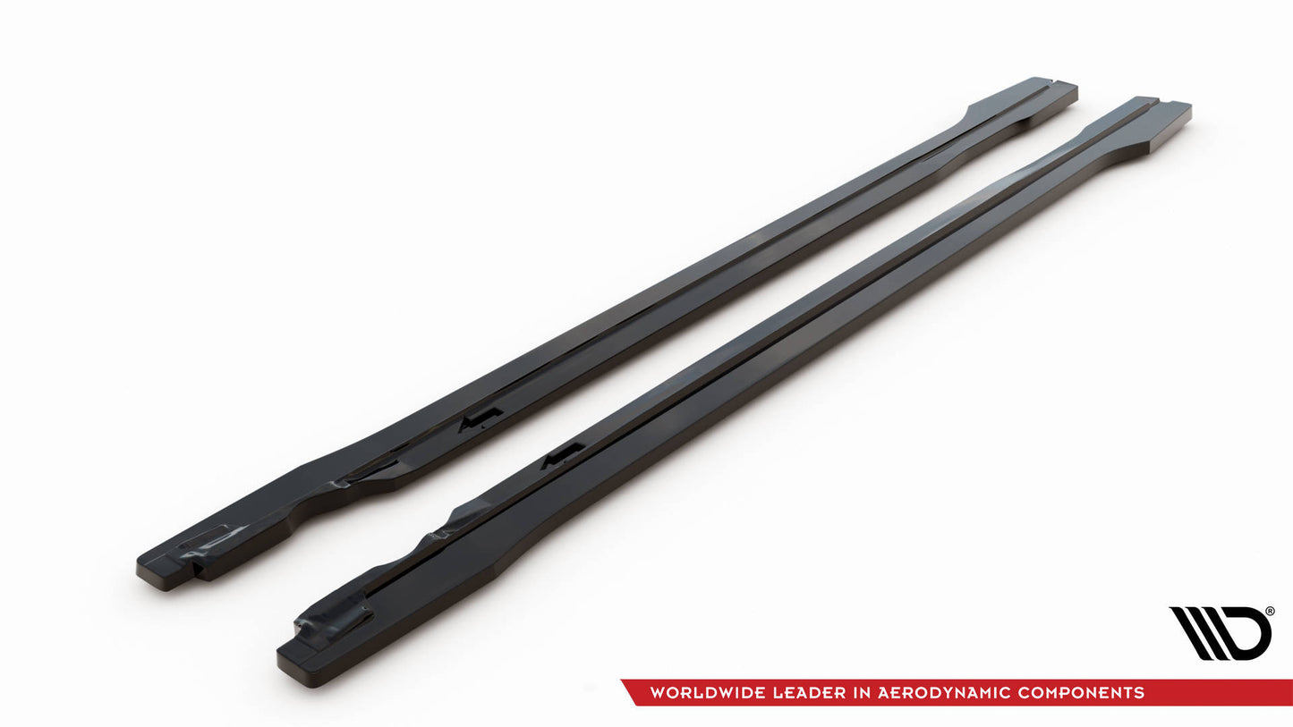Maxton Seitenschweller Ansatz für Audi SQ5 / Q5 S-Line SUV / Sportback Mk2 Facelift schwarz Hochglanz