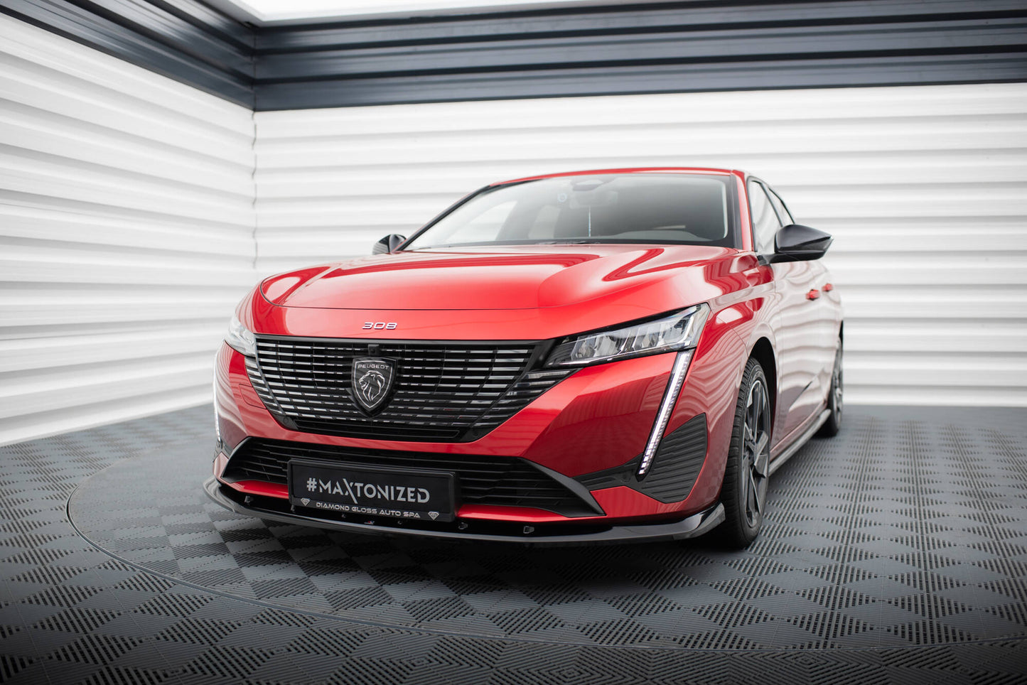 Maxton Front Ansatz V.1 für Peugeot 308 Mk3 schwarz Hochglanz