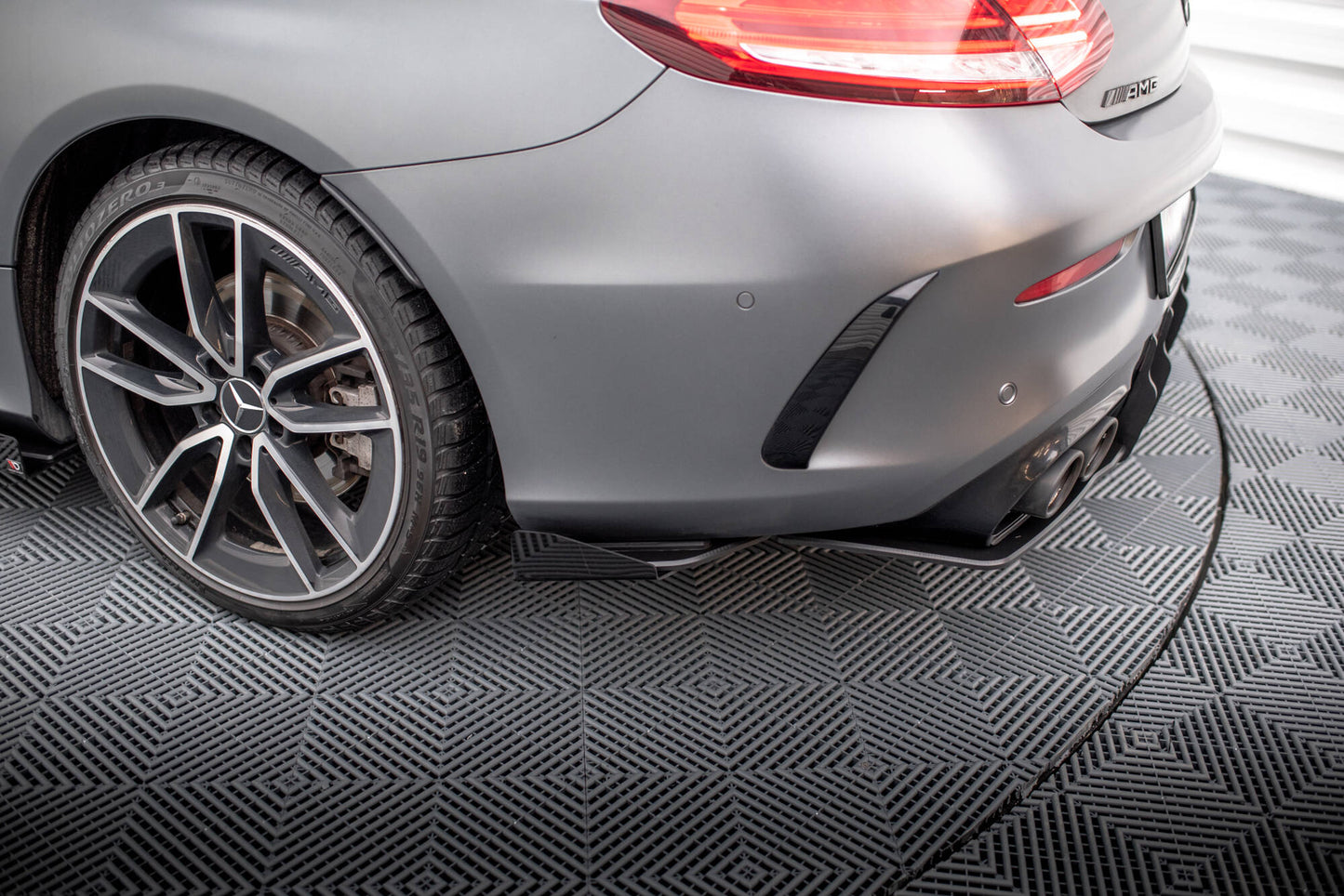 Maxton Street Pro Heck Ansatz Flaps Diffusor +Flaps für Mercedes-AMG C43 Coupe C205 Facelift schwarz Hochglanz