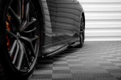 Maxton Seitenschweller Ansatz für Nissan GTR R35 Facelift schwarz Hochglanz