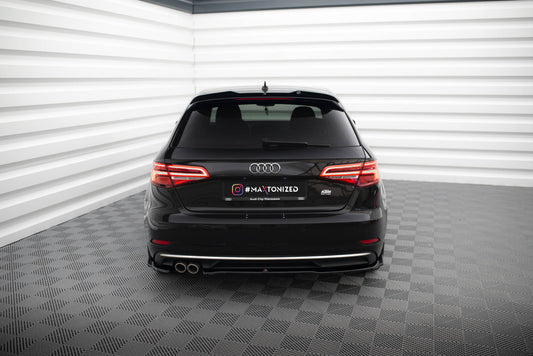 Maxton Heck Ansatz Flaps Diffusor für Audi A3 Sportback 8V Facelift schwarz Hochglanz