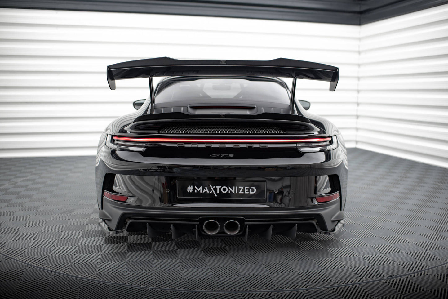 Maxton Niedriger Spoiler CAP für Porsche 911 992 GT3 schwarz Hochglanz