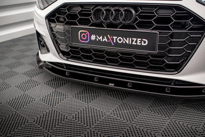 Maxton Front Ansatz V.1 für Audi A4 S-Line / S4 B9 Facelift schwarz Hochglanz