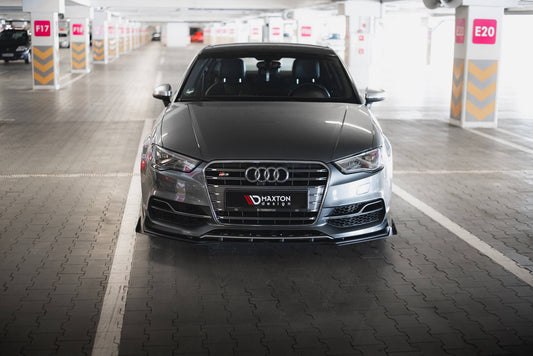 Maxton Street Pro Front Ansatz für +Flaps für + Flaps Audi S3 / A3 S-Line Limousine 8V schwarz Hochglanz