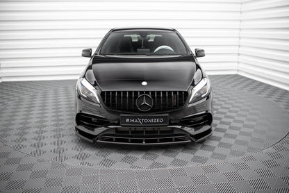Maxton Front Ansatz V.2 für Mercedes-Benz A AMG-Line W176 Facelift schwarz Hochglanz