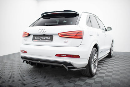 Maxton Hinten Splitter (mit einem vertikalem balken) Audi Q3 S-line 8U schwarz Hochglanz