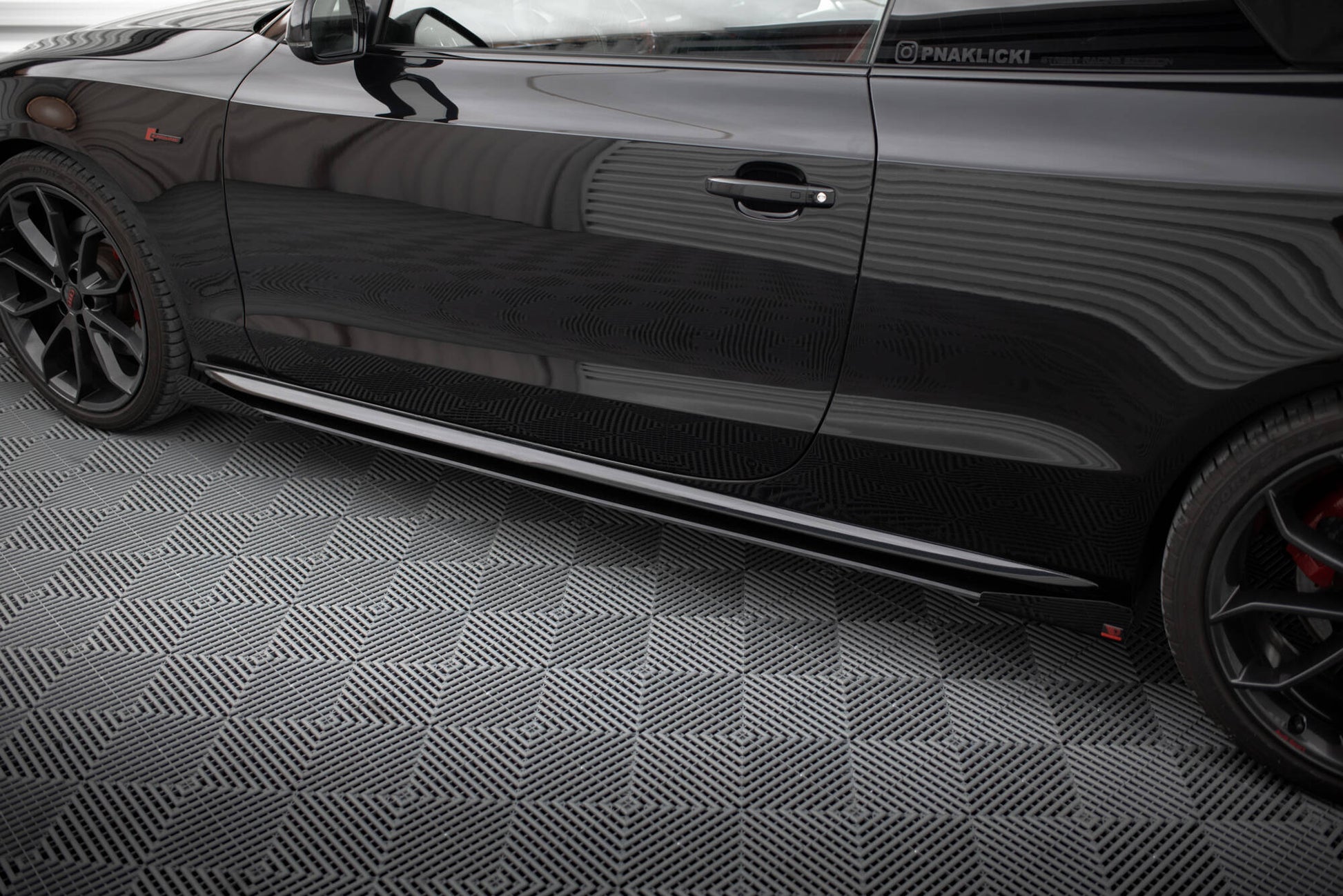 Maxton Street Pro Seitenschweller Ansatz für + Flaps Audi A5 / A5 S-Line / S5 Coupe / Cabrio 8T / 8T Facelift schwarz Hoch...