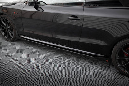 Maxton Street Pro Seitenschweller Ansatz für + Flaps Audi A5 / A5 S-Line / S5 Coupe / Cabrio 8T / 8T Facelift schwarz Hoch...