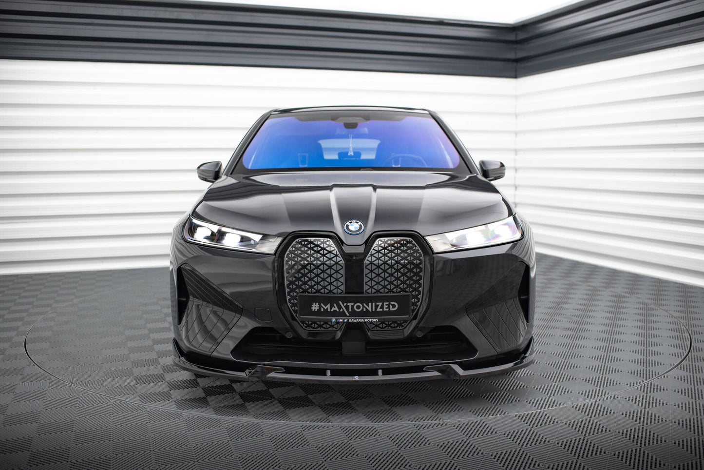 Maxton Front Ansatz V.1 für BMW iX M-Paket i20 schwarz Hochglanz
