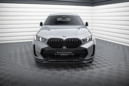 Maxton Front Ansatz V.1 für BMW X6 M-Paket G06 Facelift schwarz Hochglanz