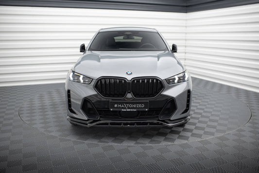 Maxton Front Ansatz V.1 für BMW X6 M-Paket G06 Facelift schwarz Hochglanz