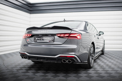Maxton Spoiler CAP für 3D Audi S5 Coupe / A5 S-Line Coupe F5 Facelift schwarz Hochglanz