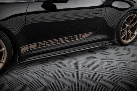 Maxton Seitenschweller Ansatz für Porsche 911 992 GT3 schwarz Hochglanz