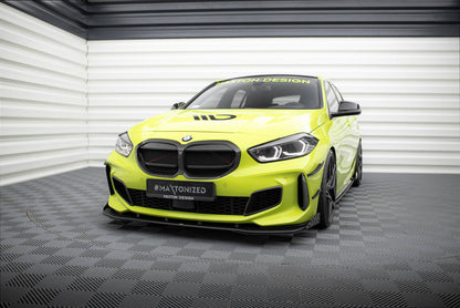 Maxton Street Pro Front Ansatz für +Flaps für + Flaps BMW 1er F40 M-Paket / M135i schwarz Hochglanz