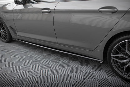 Maxton Seitenschweller Ansatz für BMW 5er G30 / G31 Facelift schwarz Hochglanz