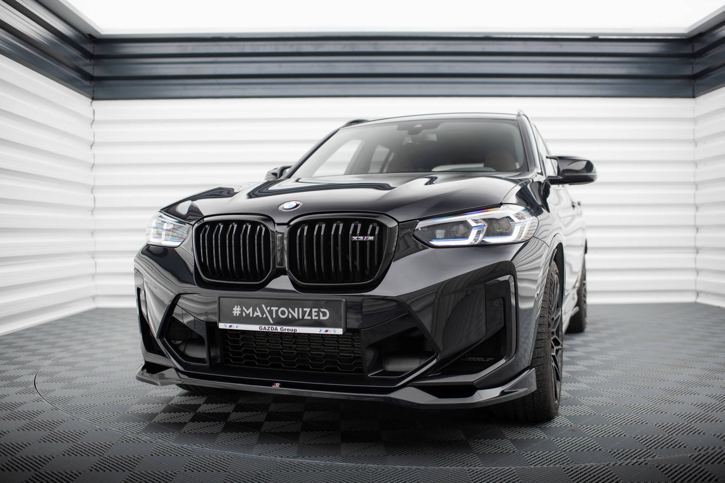 Maxton Front Ansatz V.2 für BMW X3 M F97 Facelift schwarz Hochglanz