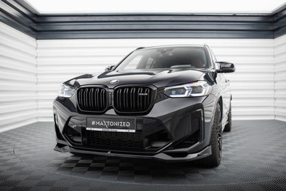 Maxton Front Ansatz V.2 für BMW X3 M F97 Facelift schwarz Hochglanz