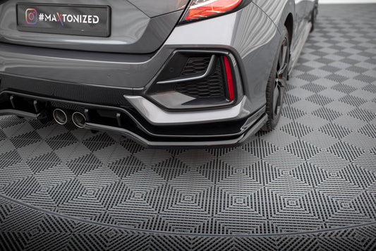 Maxton Mittlerer Diffusor Heck Ansatz DTM Look für Honda Civic Sport Mk 10 Facelift schwarz Hochglanz