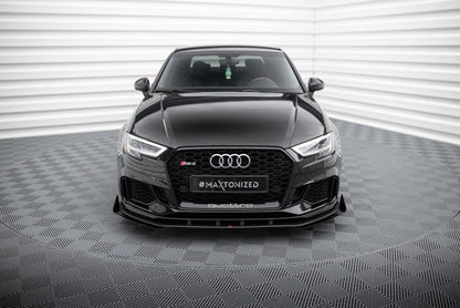 Maxton Street Pro Front Ansatz für +Flaps für V.1 + Flaps Audi RS3 Limousine 8V Facelift schwarz Hochglanz