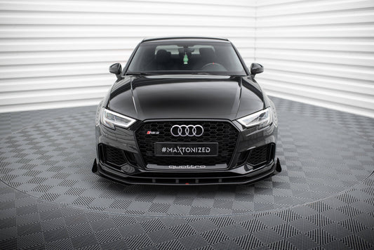 Maxton Street Pro Front Ansatz für +Flaps für V.1 + Flaps Audi RS3 Limousine 8V Facelift schwarz Hochglanz