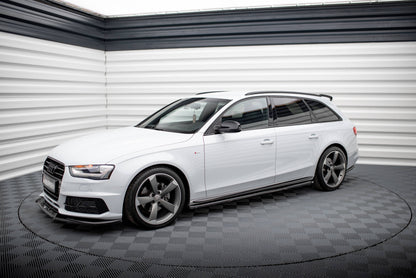 Maxton Seitenschweller Ansatz für V.3 für Audi A4 / A4 S-Line / S4 B8  schwarz Hochglanz