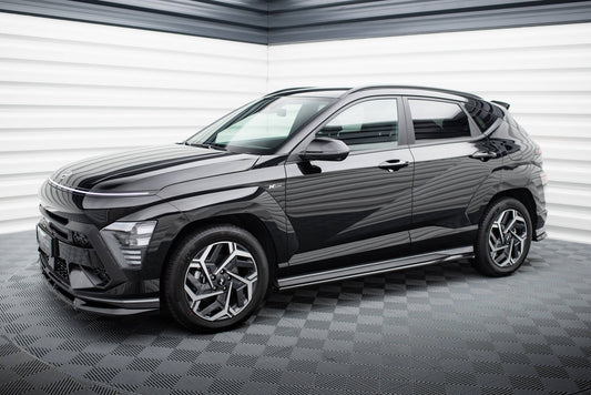 Maxton Seitenschweller Ansatz für Hyundai Kona N-line Mk2 schwarz Hochglanz