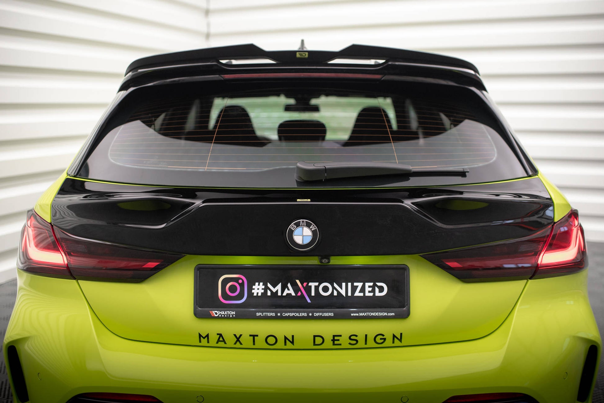 Maxton Heckscheiben Spoiler für BMW 1er F40 M-Paket / M135i schwarz Hochglanz