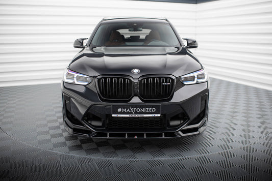 Maxton Front Ansatz V.1 für BMW X3 M F97 Facelift schwarz Hochglanz
