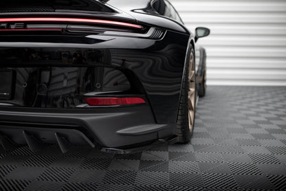Maxton Heck Ansatz Flaps Diffusor für Porsche 911 992 GT3 schwarz Hochglanz