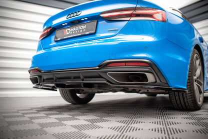 Maxton Mittlerer Diffusor Heck Ansatz DTM Look für Audi A5 S-Line F5 Facelift schwarz matt