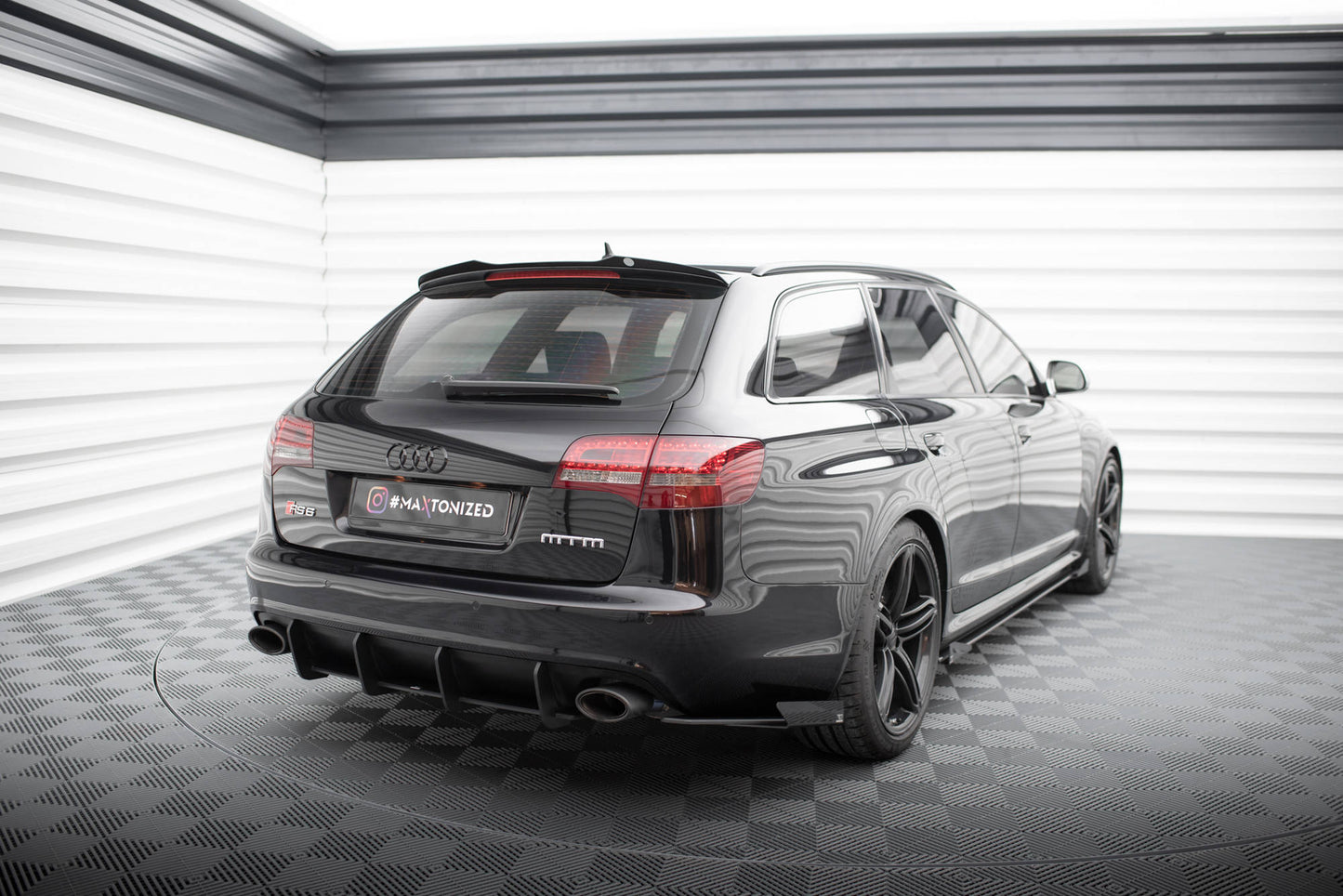 Maxton Street Pro Heck Ansatz Flaps Diffusor +Flaps für Audi RS6 Avant C6 schwarz Hochglanz