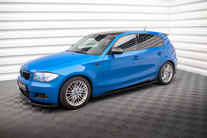 Maxton Seitenschweller Ansatz für BMW 1er M-Paket E87 Facelift schwarz Hochglanz