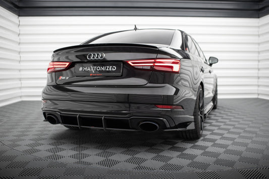 Maxton Street Pro Heck Ansatz Flaps Diffusor +Flaps für Audi RS3 Limousine 8V Facelift schwarz Hochglanz