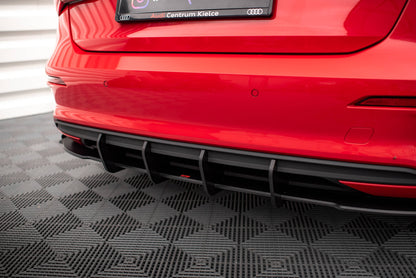 Maxton Robuste Racing Diffusor Heck Ansatz +Flaps für Audi A3 Sportback 8Y schwarz Hochglanz