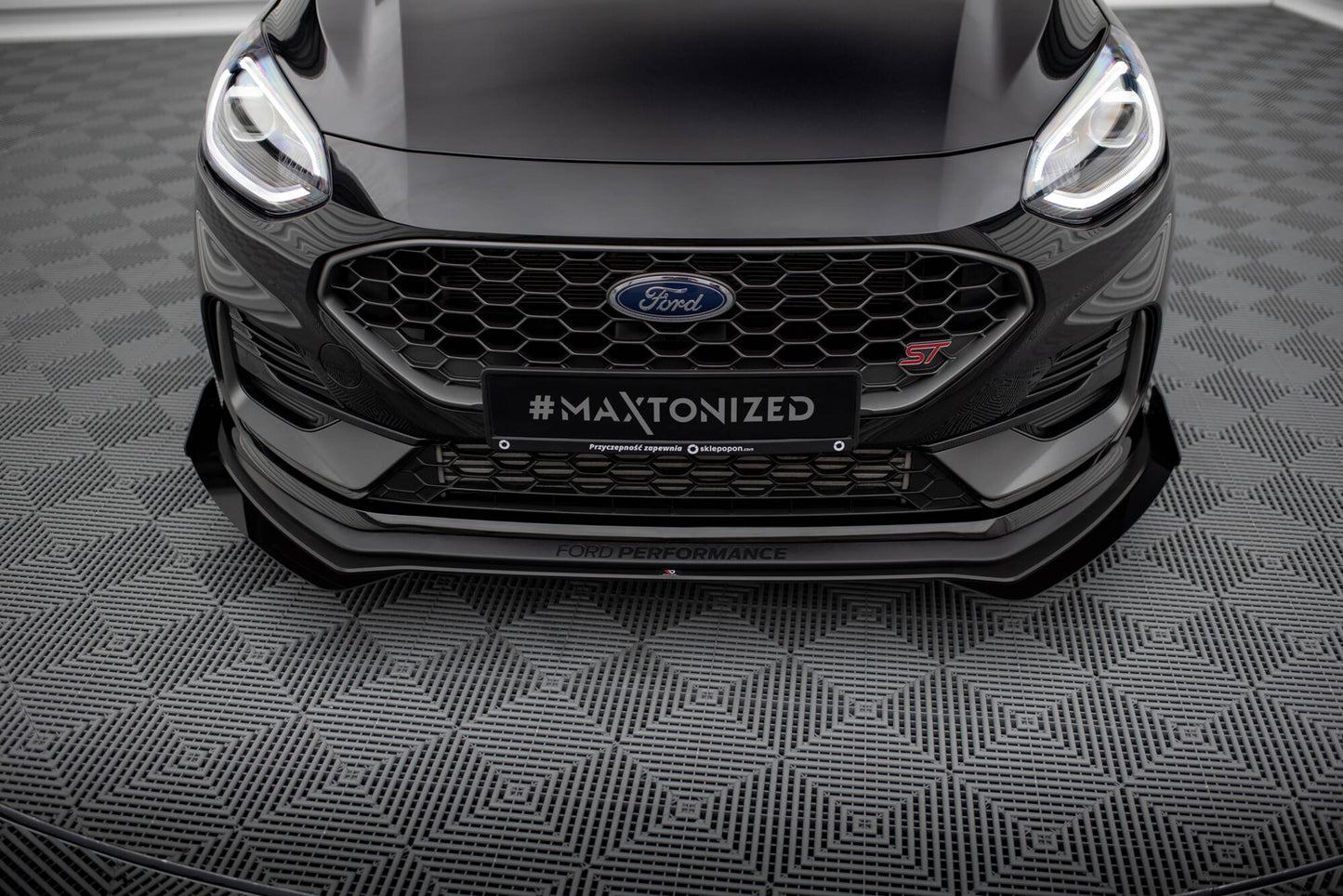 Maxton Street Pro Front Ansatz für +Flaps für + Flaps Ford Fiesta ST Mk8 Facelift schwarz Hochglanz
