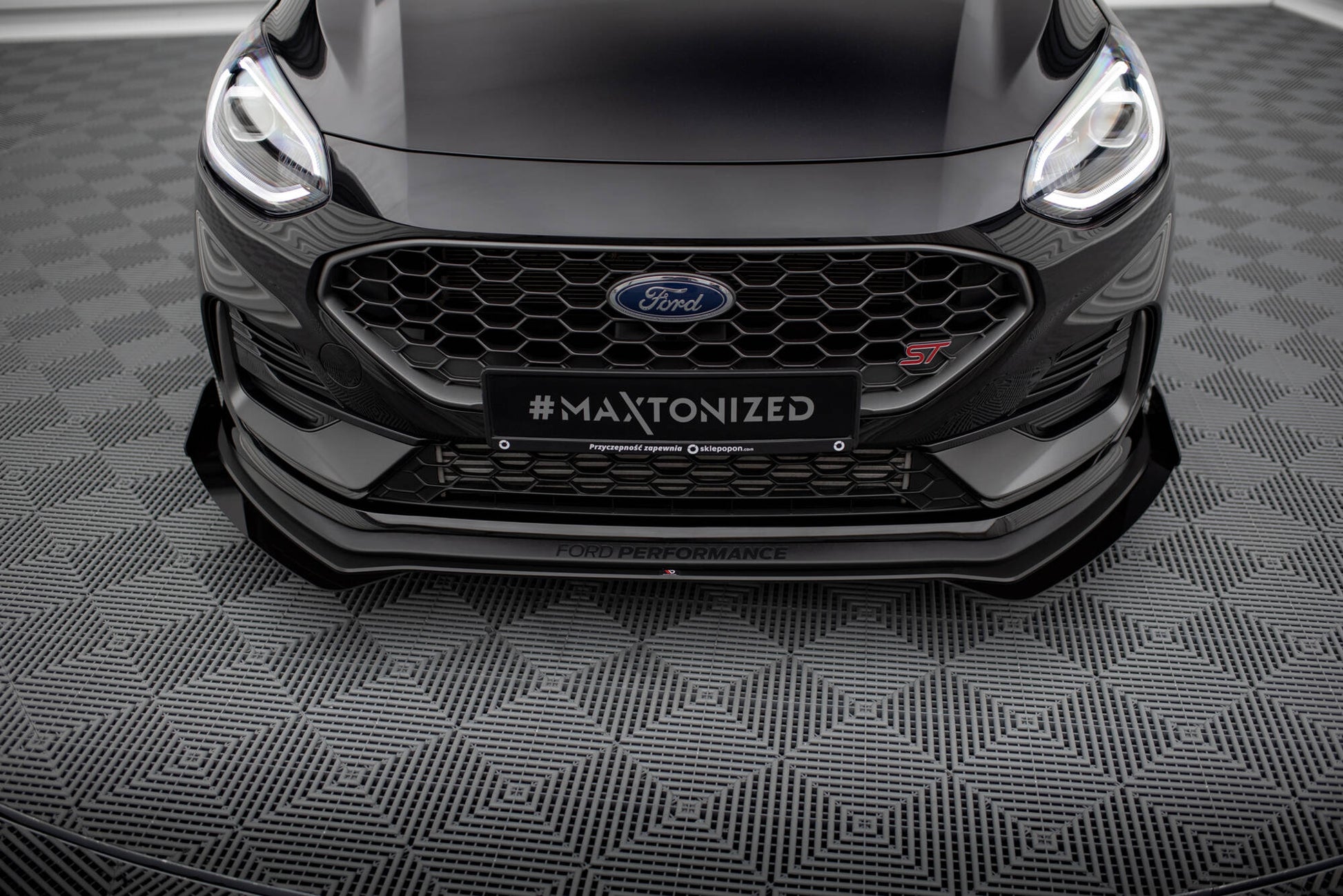 Maxton Street Pro Front Ansatz für +Flaps für + Flaps Ford Fiesta ST Mk8 Facelift schwarz Hochglanz