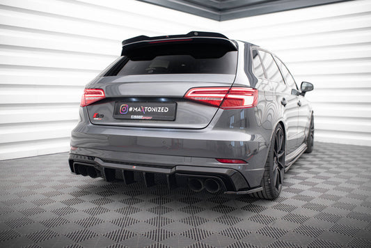 Maxton Heck Ansatz Flaps Diffusor V.2 für Audi S3 / A3 S-Line Sportback 8V Facelift schwarz Hochglanz