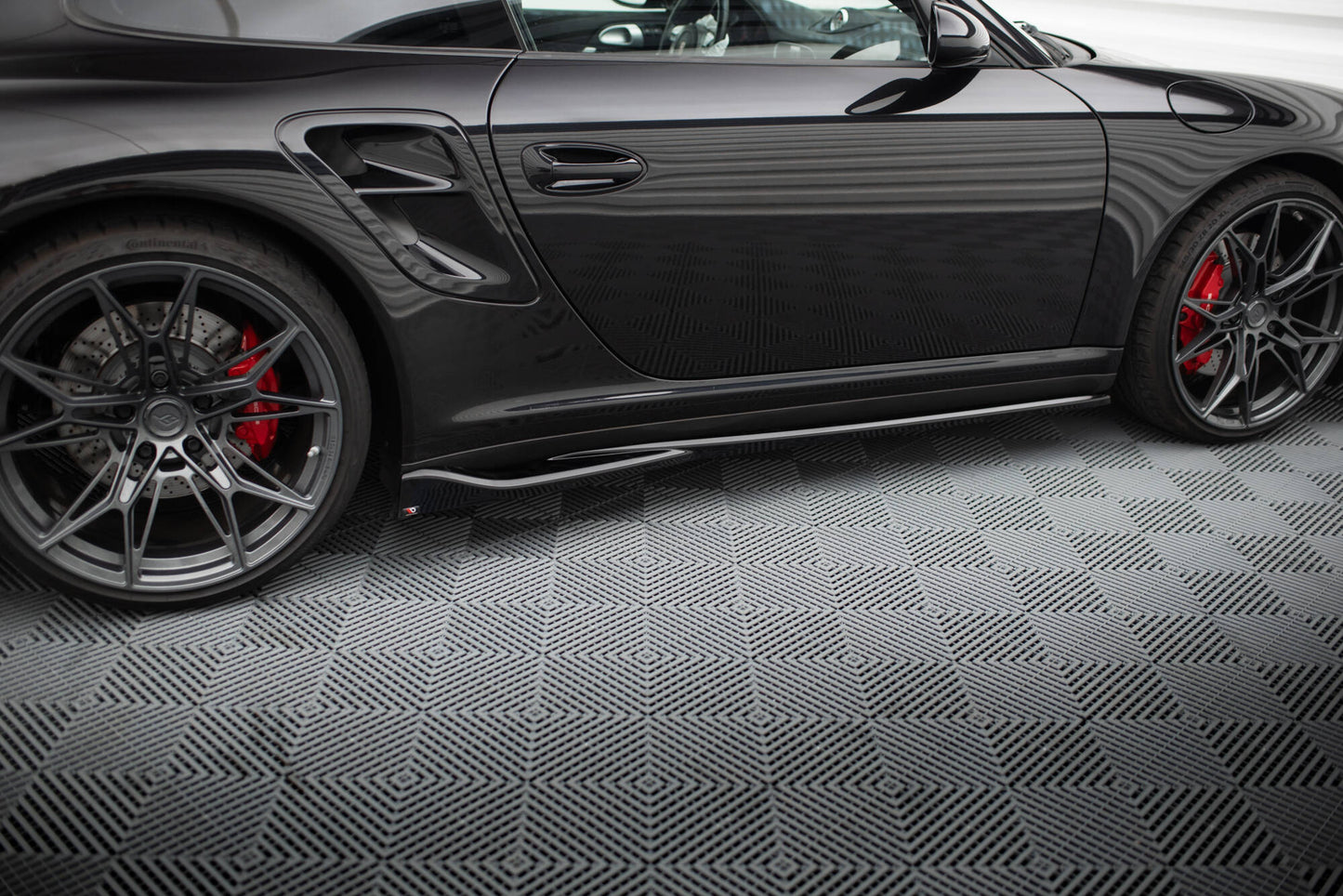 Maxton Seitenschweller Ansatz für Porsche 911 Turbo 997 schwarz Hochglanz