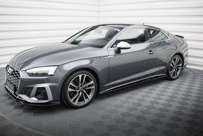 Maxton Seitenschweller Ansatz für Audi S5 Coupe / A5 S-Line Coupe F5 Facelift schwarz Hochglanz
