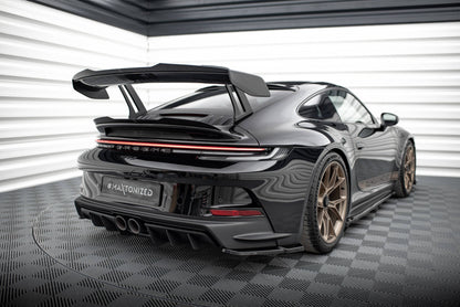 Maxton Höher Spoiler CAP für Porsche 911 992 GT3 schwarz Hochglanz