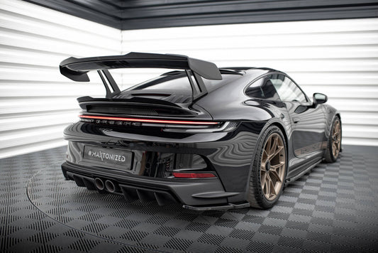 Maxton Höher Spoiler CAP für Porsche 911 992 GT3 schwarz Hochglanz
