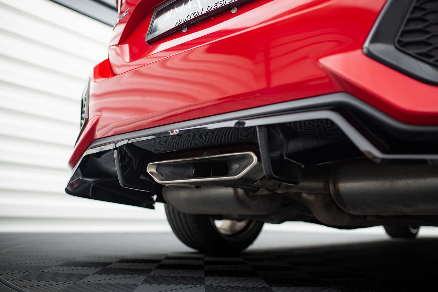 Maxton Mittlerer Diffusor Heck Ansatz DTM Look für Honda Civic SI Mk10 schwarz Hochglanz