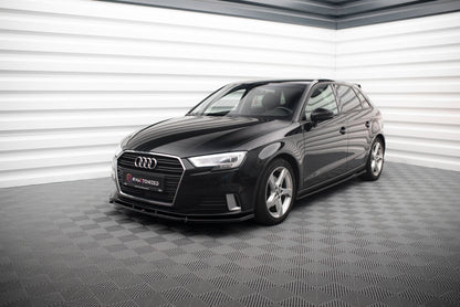 Maxton Seitenschweller Ansatz für Audi A3 Sportback 8V Facelift schwarz Hochglanz