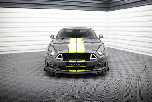 Maxton Street Pro Front Ansatz für +Flaps für + Flaps Ford Mustang GT Mk6  schwarz Hochglanz