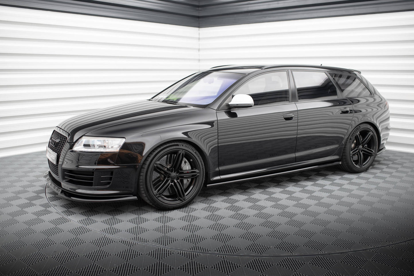 Maxton Seitenschweller Ansatz für V.2 für Audi RS6 Avant C6 schwarz Hochglanz
