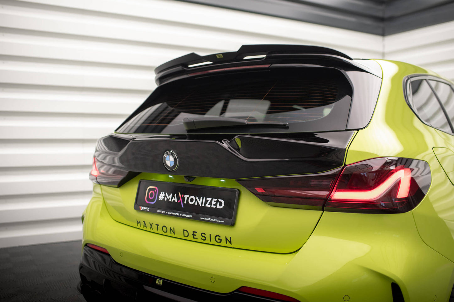 Maxton Heckscheiben Spoiler für BMW 1er F40 M-Paket / M135i schwarz Hochglanz