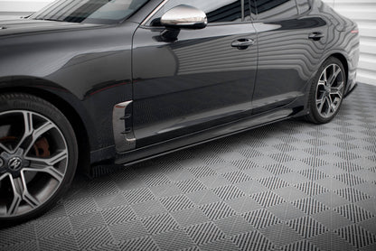 Maxton Street Pro Seitenschweller Ansatz für + Flaps Kia Stinger GT / GT-Line / Standard Mk1 schwarz Hochglanz